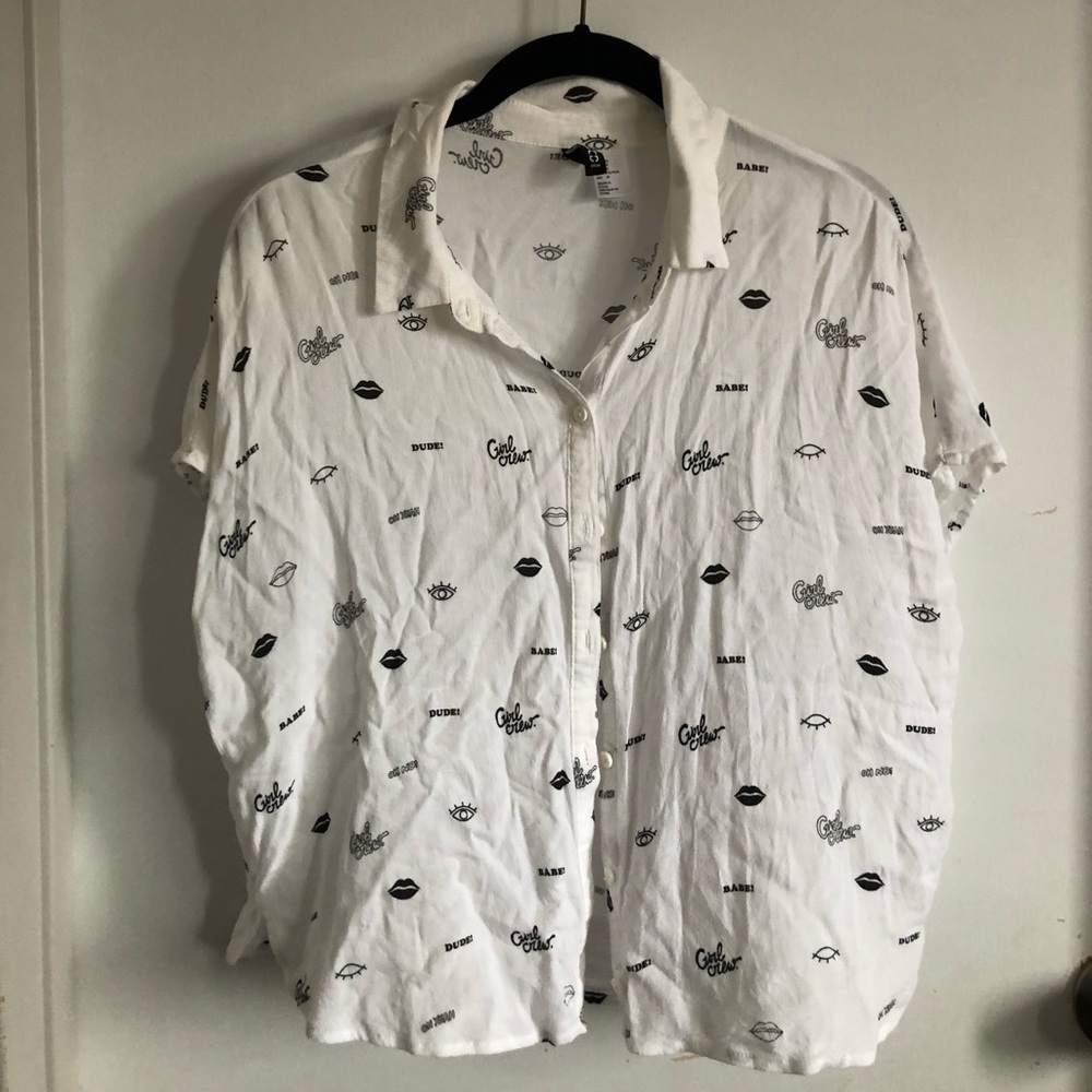 H&M Women’s Collar Print Short Sleeve Blouse